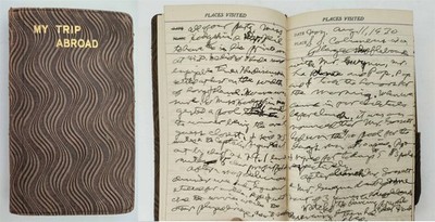 1930 antique TRAVEL DIARY hartford ct SS COLUMBUS EUROPE voyage MAP journal