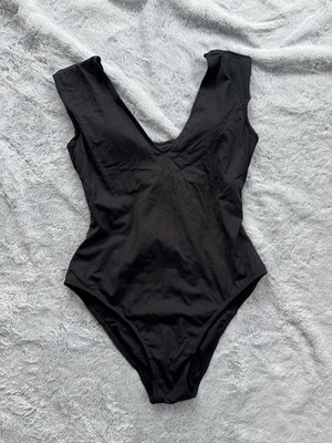 TA3 Plungey Muscle NWOT Snatched Waist Tie Up Back Swimsuit Black XL Short