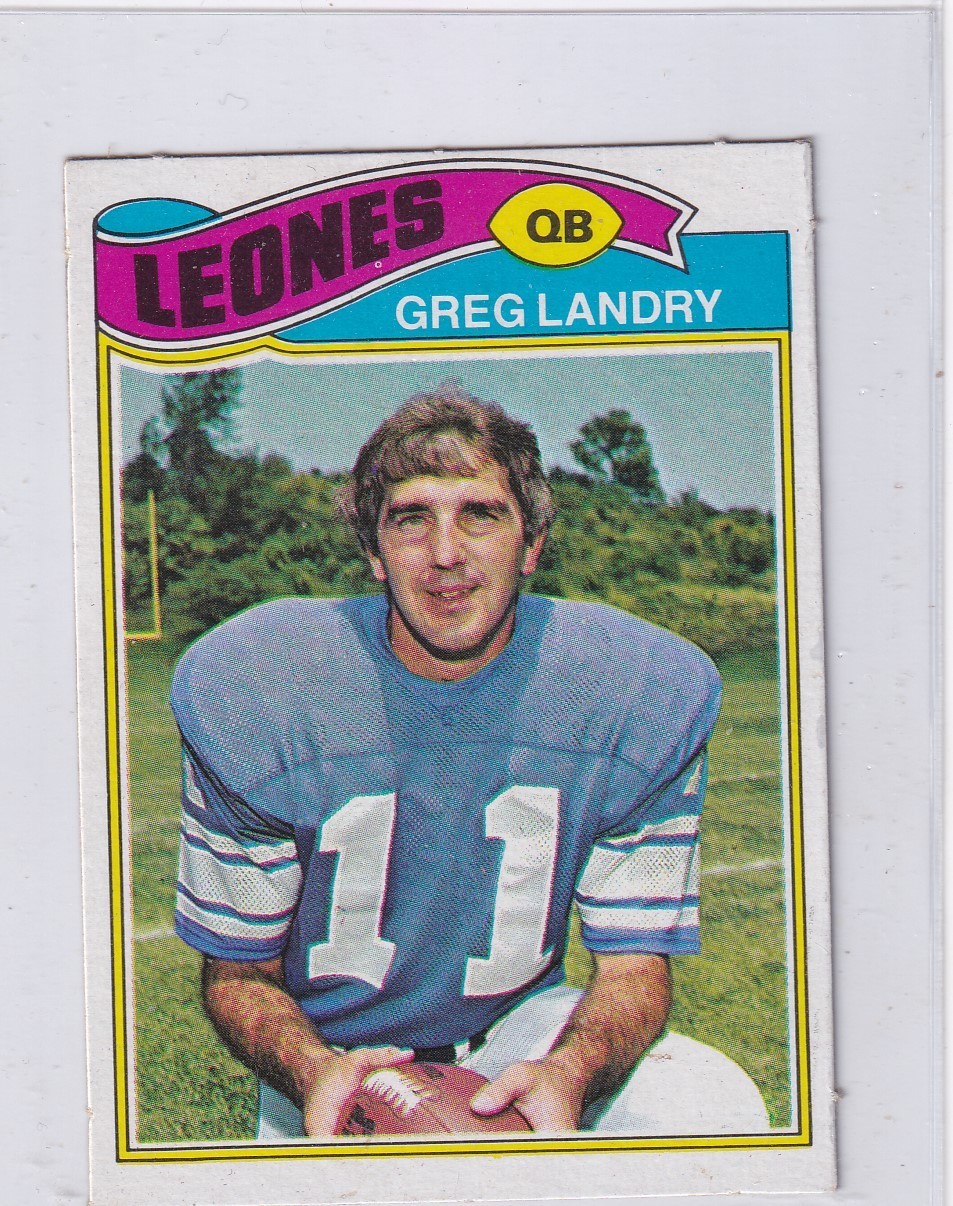 1977 Topps Mexican # 136  GREG LANDRY  Lions  UMass ngs  SP