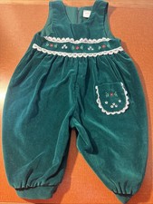 Vtg Green Velvet Baby Romper 100 Cotton 3-6 Month