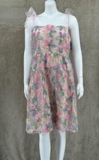 Shein Curve Dress Women 2XL Pink Pastel Floral Mesh Overlay Sequins Kawaii Fairy