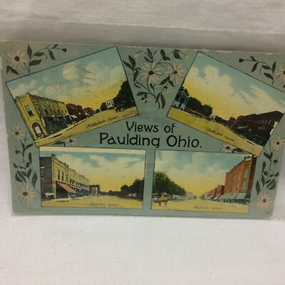 Vintage Postcard Paulding Ohio Street Scene Multiple Views 1922
