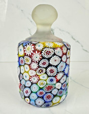 MURANO ITALY VINTAGE MILLEFIORI GLASS PAPERWEIGHT FRATELLI TOSO Cylinder Frosted