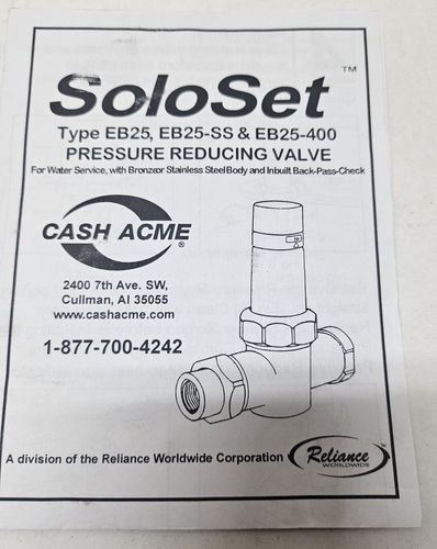 Cash Acme EB45-CC 1-1/4" Pressure Reducing Valve Double Union SWT 23143-0045 - Picture 10 of 10