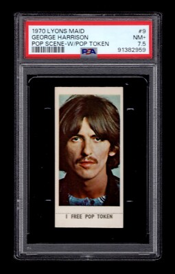 PSA 7.5 GEORGE HARRISON The BEATLES 1970 Lyons Maid Card WITH