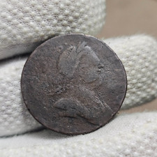 1775 Half Penny Used In Early America Revolutionary War Era Coin Double Struck