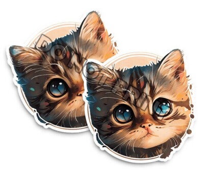 Baby Kitty Cat Kitten Faces Stickers Die Cut Decals M33008 Set of 2