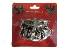 Texas Lone Star Longhorn Black Letters Belt Buckle