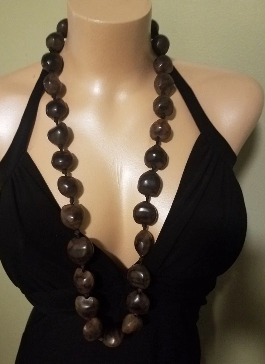 Vintage Hawaiian kukui nut, seashells beaded tribal necklace | eBay