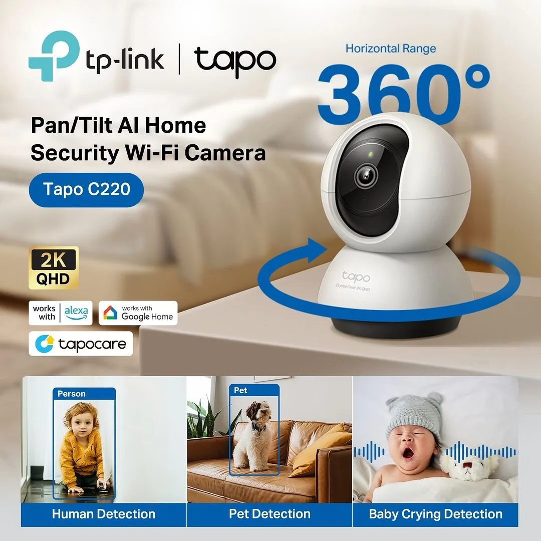 Tapo Caméra Surveillance WiFi intérieure 1080P C200, détection de personne,  audi