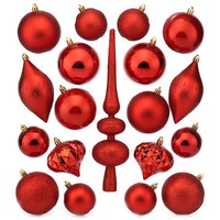 19-Teiliges Weihnachtsschmuck Set - Bruchsichere Christbaumkugeln - Rot