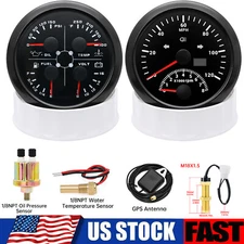 2 Gauge Set 85mm GPS Speedometer 120MPH Tacho&85mm 4 I N 1 Guage with Sensor US