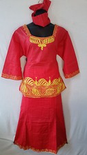 Women Clothing African Dashiki Skirt Suit Attire Red Free Size Print 9318