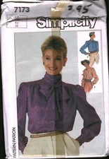 7173 Vintage Simplicity SEWING Pattern Misses Set of Front Button Blouse UNCUT