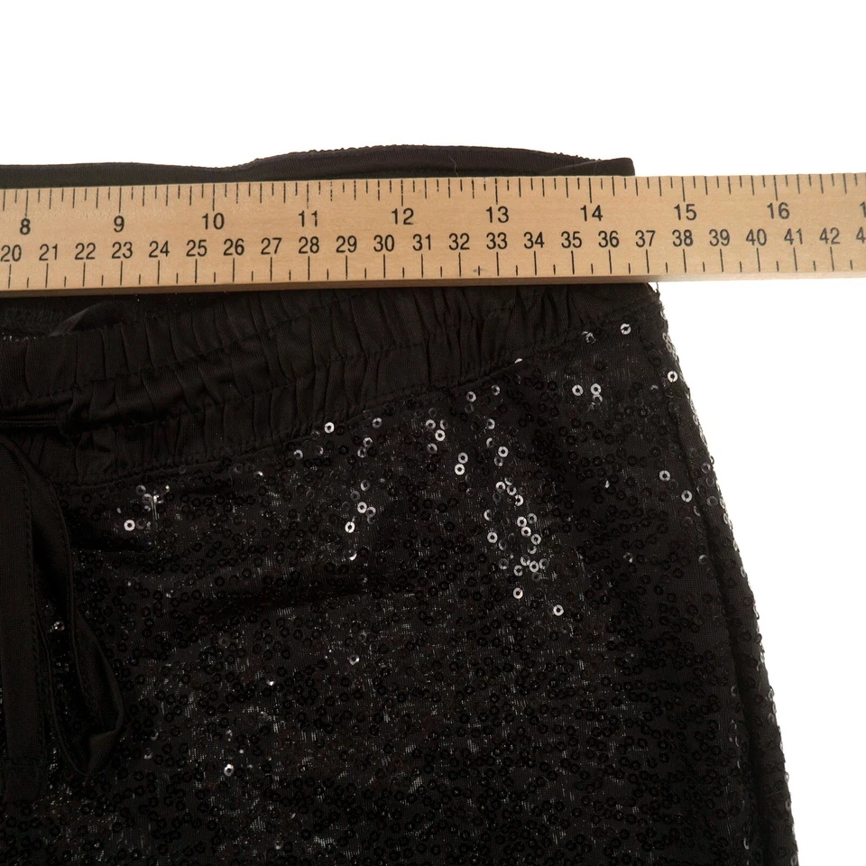 Leggings Kensie de lentejuelas negros para mujer medianos M con cordón Foto 2 de 4