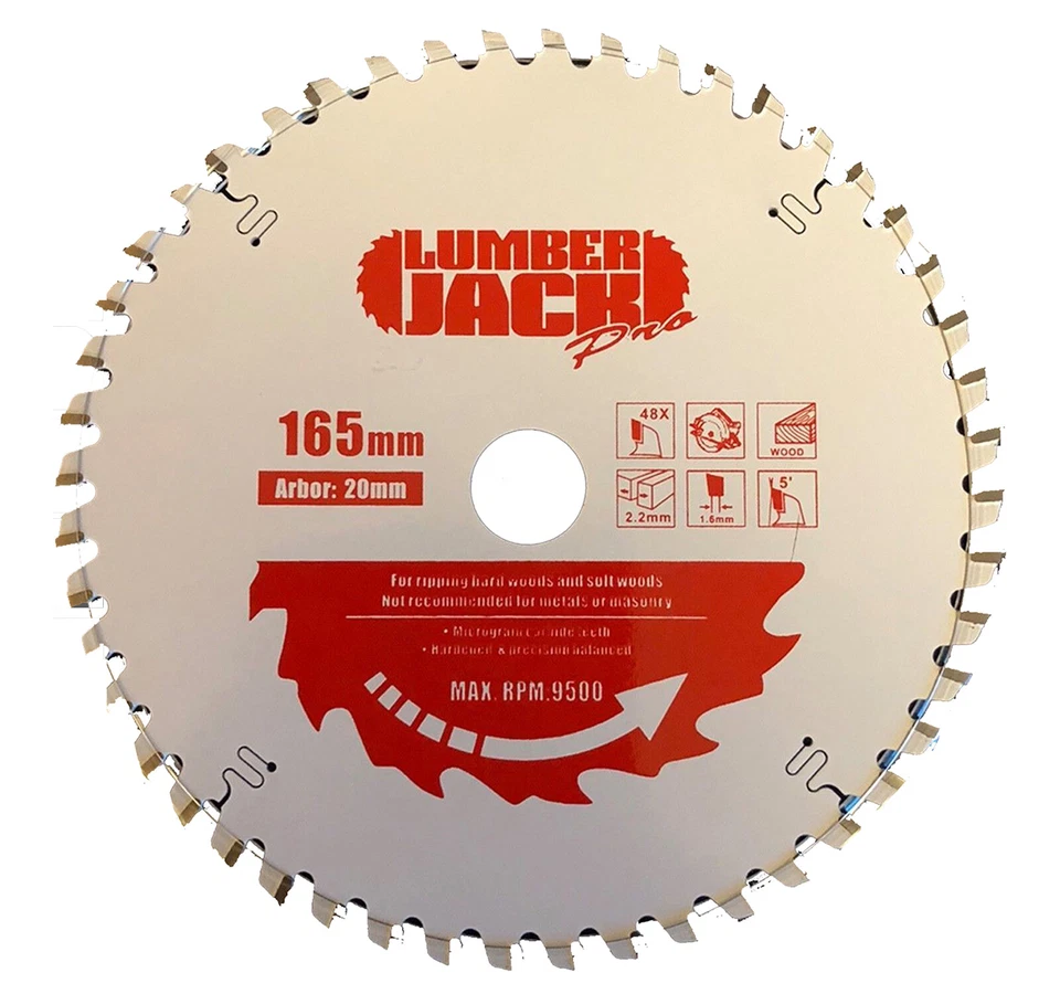 Professional 165mm TCT 48T Blade for Dewalt Makita Bosch Circular & Plunge Saws