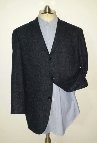 Hugo Boss Fleck Blue Black Dots Nubby Tweed Sport Coat Jacket Blazer 38R - Picture 3 of 9
