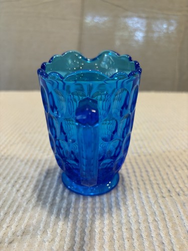 Vintage Fenton Colonial Blue Thumbprint Pattern Creamer - Picture 2 of 9