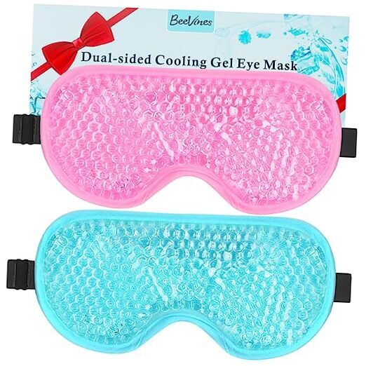Gel Eye Mask, 2 Pack Cooling Ice Masks for Puffy Eyes for Men 001 Pink & Blue-image