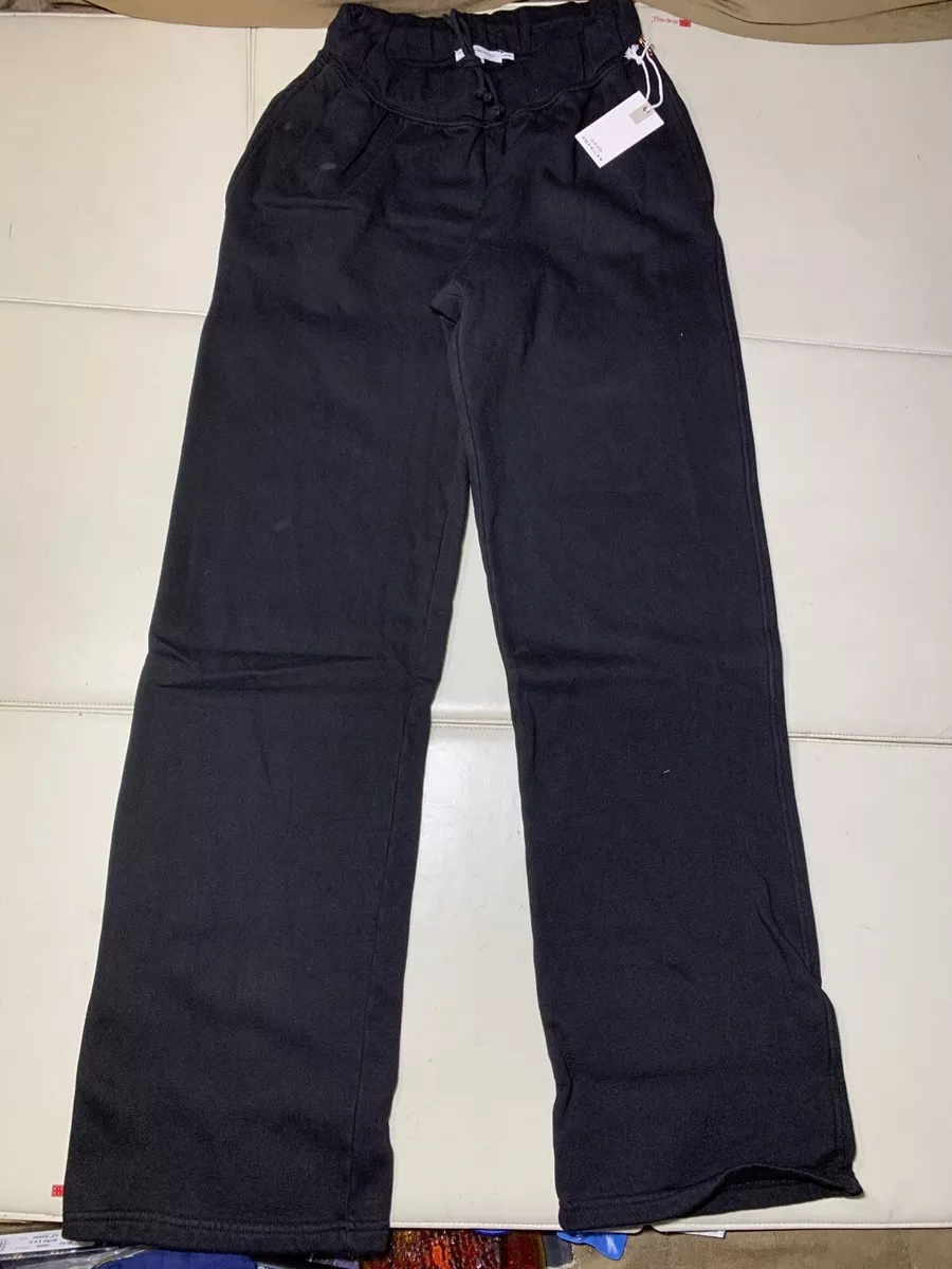 Good American Straight Leg Wide Leg Black Sweatpants Size 3 Large