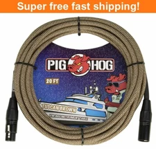 PIG HOG PHM20TBR "TUSCAN BROWN" WOVEN MIC CABLE, 20FT XLR - New