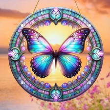 1 PC Butterfly Acrylic Light Catcher Stained Hanging Decor Home Decoration