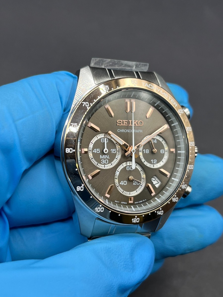 Seiko Spirit 8T63-00D0 Chronograph Quartz Brown Dial Watch Box