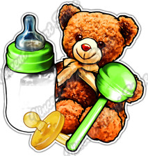 Baby Toys Teddy Bear Stuffed Doll Kids Play Car Bumper Vinyl Sticker Decal 4.6"