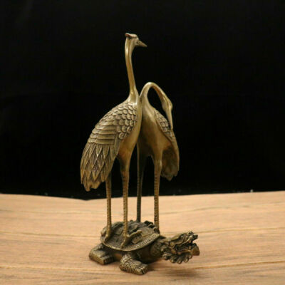 Chinese Brass Handmade Exquisite Crane & Turtle Statue 27085 | eBay