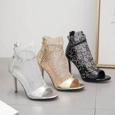 High Heels Sandalen Damen Pumps Peep Toe Strass Schuhe