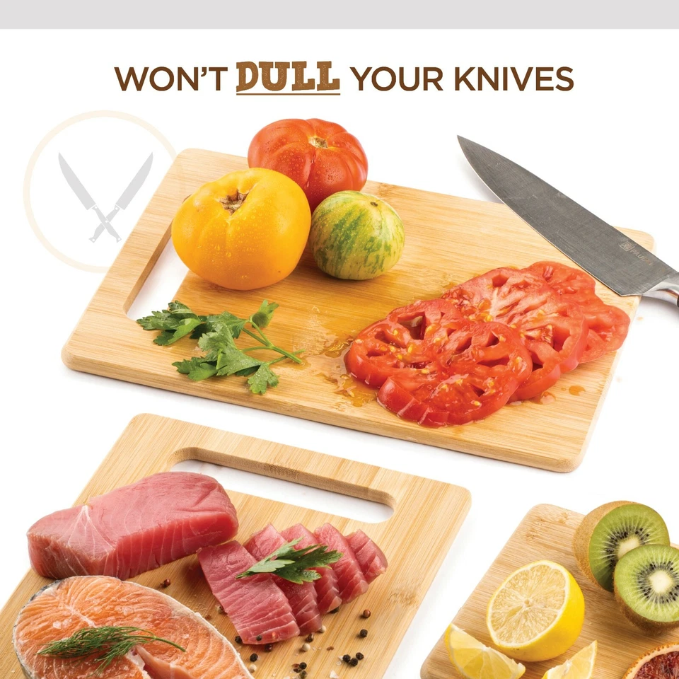 Bamboo Cutting Board 3 Piece Set, Wood Chopping Boards Serve Meat,Veggies,Cheese - Image 4 of 4