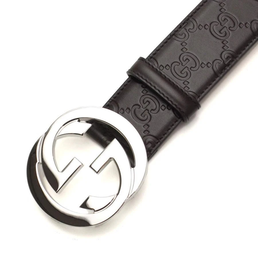 GUCCI Authentique Ceinture Homme Couleur Marron Taille Boucle 6,5cm Matière Cuir 