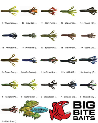 Big Bite Craw Tube 4 Inch (CRWT) Choose any 22 Colors Soft Plastic Fishing Baits