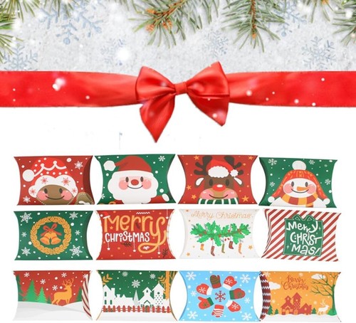 48Pcs Pack Christmas Mini Pillow Gift Favour Boxes For Small Accessories Sweets - Picture 4 of 7