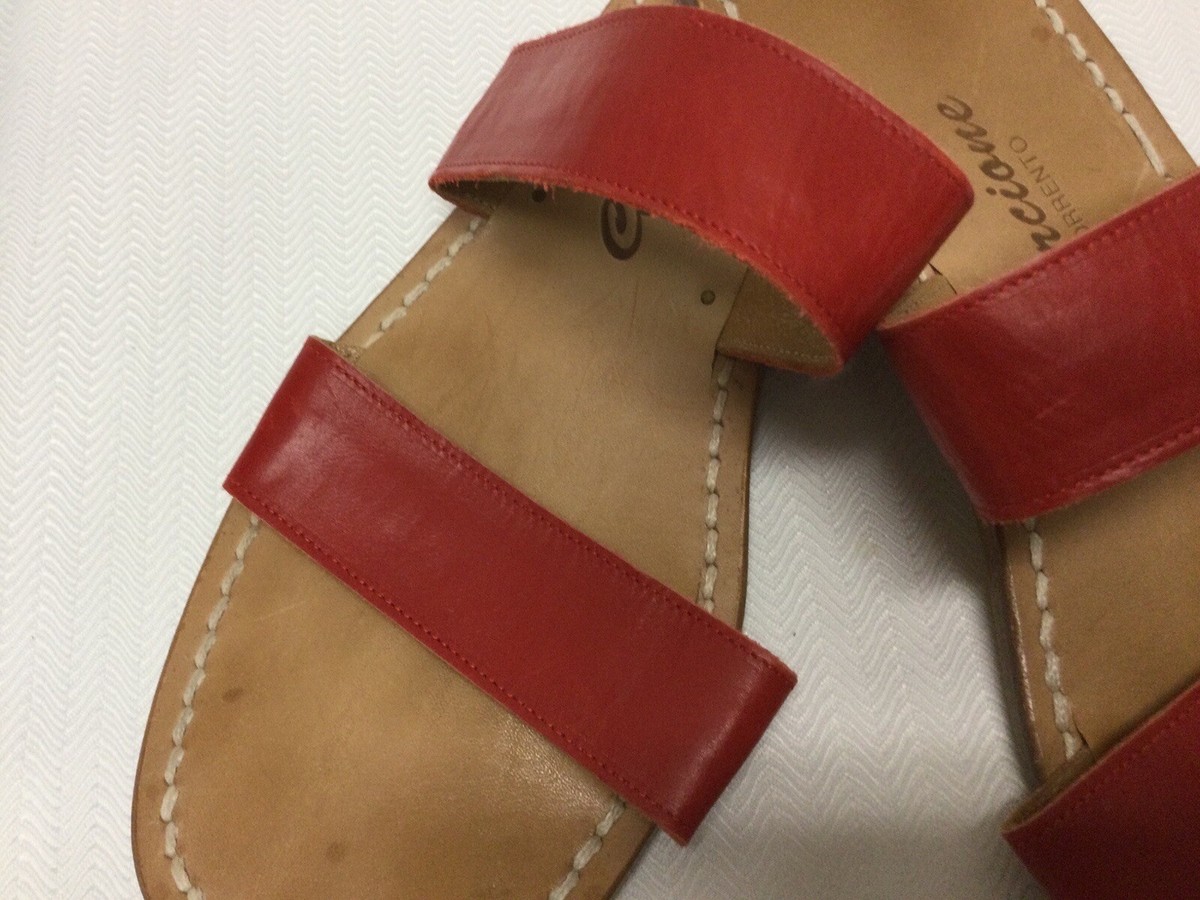 CORCIONE SORRNTO SANDALS WOMENS 6.5 RED LEATHER DOUBLE STRAPS ITALY View 2