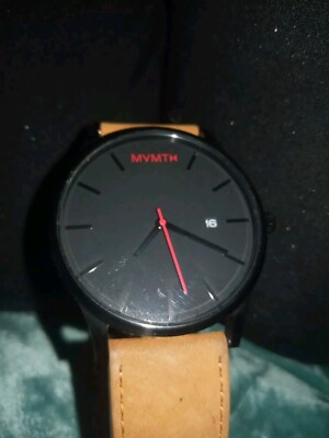 MVMT Classic Men's 45 MM Analog Black Tan Watch with Leather