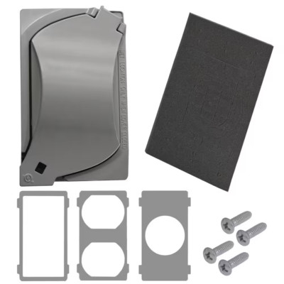 1-Gang Metal Weatherproof Universal Electrical Outlet Cover, Gray