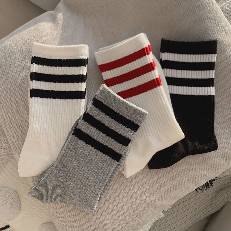 Skateboard Striped Tube Socks-Cotton Casual Street Hip Hop