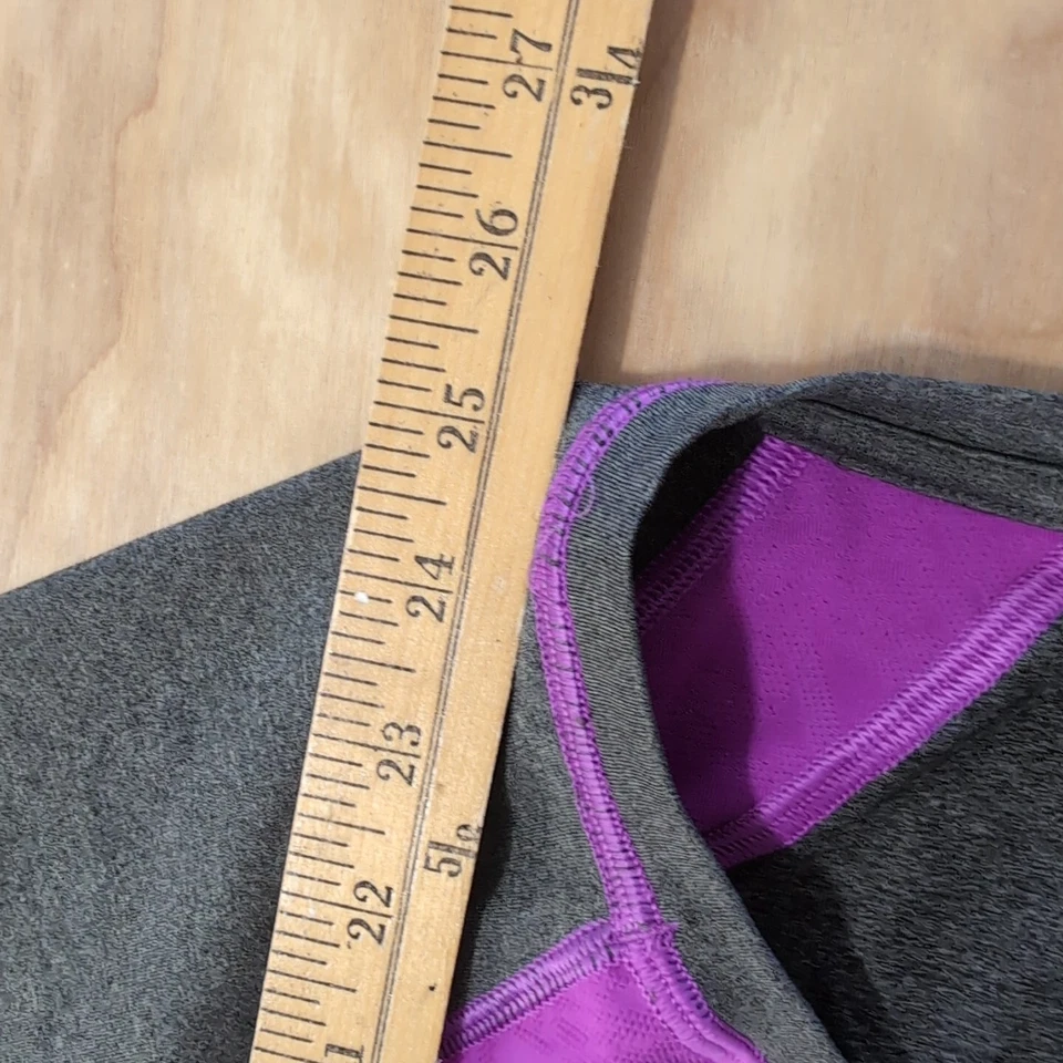 Camisa Athleta Mujer Activa Talla Pequeña Gris Púrpura Floral Bordada Manga Larga Foto 4 de 4