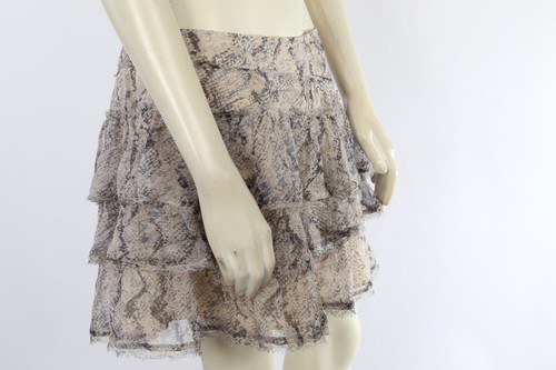 Zadig & Voltaire minigonna Deluxe Eglane a strati in seta stampa serpente taglia 40 - Foto 6 di 10