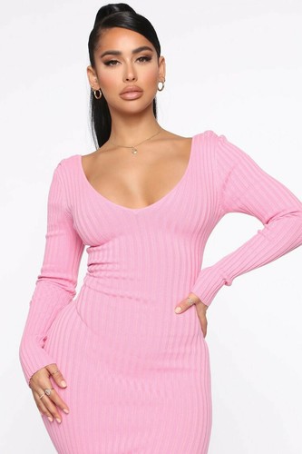 Fashion Nova Kallan Knit Dress Pink | eBay