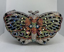 Butterfly Clutch Designer Handbag Minaudiere Swarovski Crystals Ciel Collectable