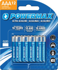 Powermax AAA Alkaline Batteries 1.5V 10 Year Shelf Life Bulk Pack Home Office