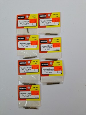 LOT OF 7: DUBRO #111 THREADED COUPLER FOR 1/16'' WIRE OR CABLE NEW OLD STOCK RC