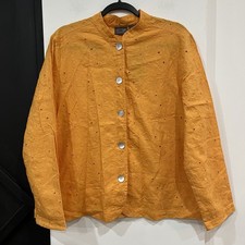 NWT Additions By Chico  s Orange Amici Eyelet Jacket Size 3/ XL Linen Blend