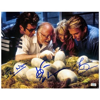 Laura Dern Jeff Goldblum Sam Neill Autographed Jurassic Park Eggs 11x14 Photo