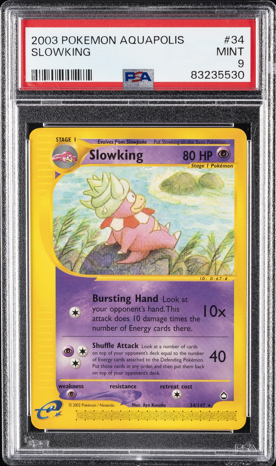 2003 POKEMON AQUAPOLIS #34 SLOWKING PSA 9