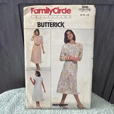 VINTAGE! 3690 Butterick Sz 8-10-12 Fast & Easy Sewing Pattern Misses 1980s