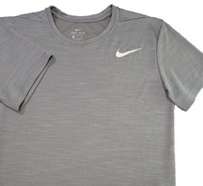 Nike Dri Fit Mens M Shirt Running Logo Stretch Activewear Gray Short Sleeve Top