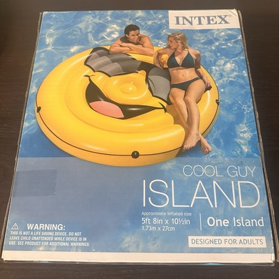 INTEX Inflatable Cool Guy Island Pool Float Smiley Face 5ft 8in x 10.5in New